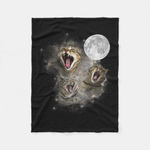 Cobertor De Velo Três Gatos Moon Engraçado Memória Maldita