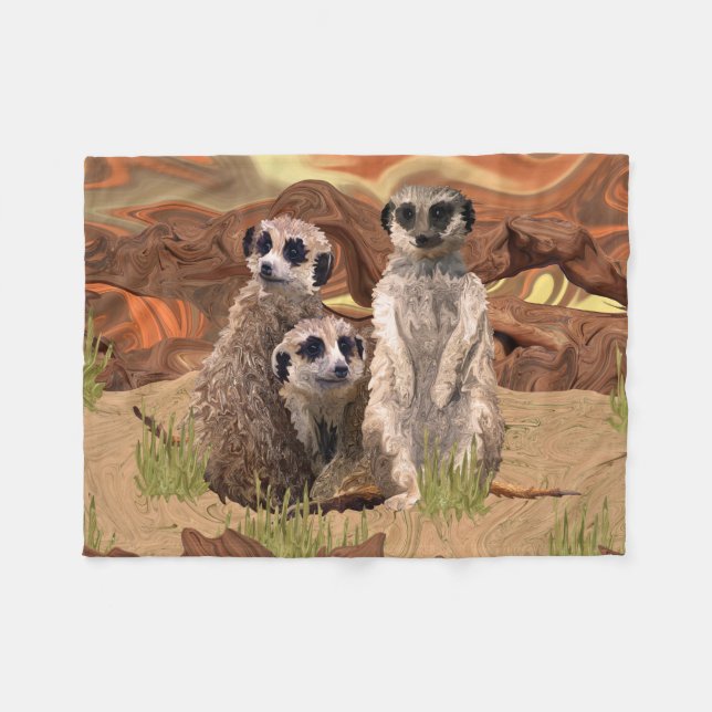 Cobertor De Velo Três Meerly Meerkats (Frente (Horizontal))