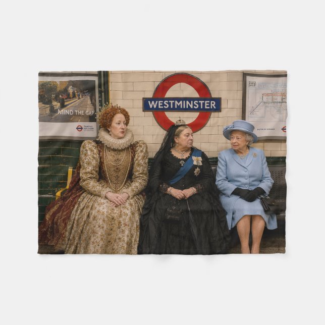 Cobertor De Velo Três Rainhas no Metrô de Londres (Frente (Horizontal))