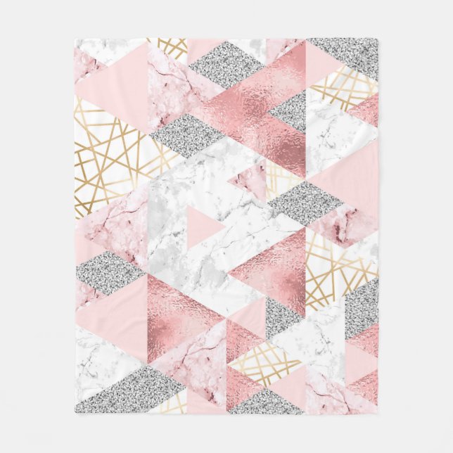 Cobertor De Velo Triângulos de prata de ouro geométricos, padrão de (Frente)