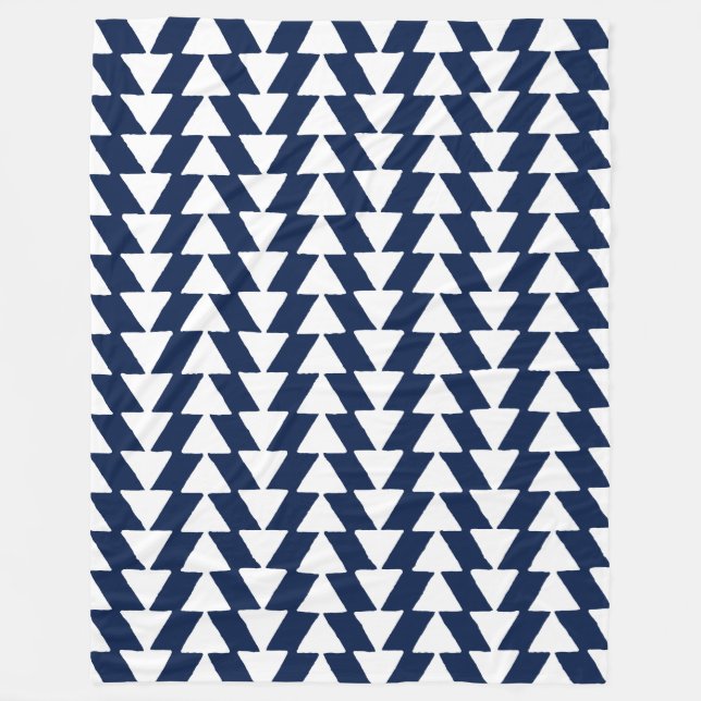 Cobertor De Velo Triângulos perspicazes - branco em azul escuro 001 (Frente)