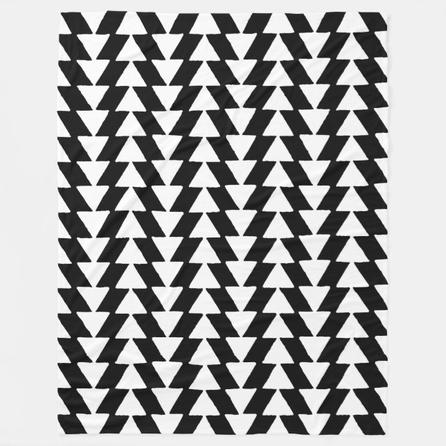 Cobertor De Velo Triângulos Visuais - Branco em Preto (Frente)