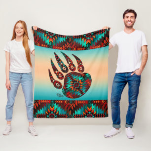 Cobertor De Velo Tribal Bear Fleece Blanket