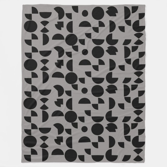 Cobertor De Velo Tribal Geométrico Moderno da Cinza Negra (Frente)