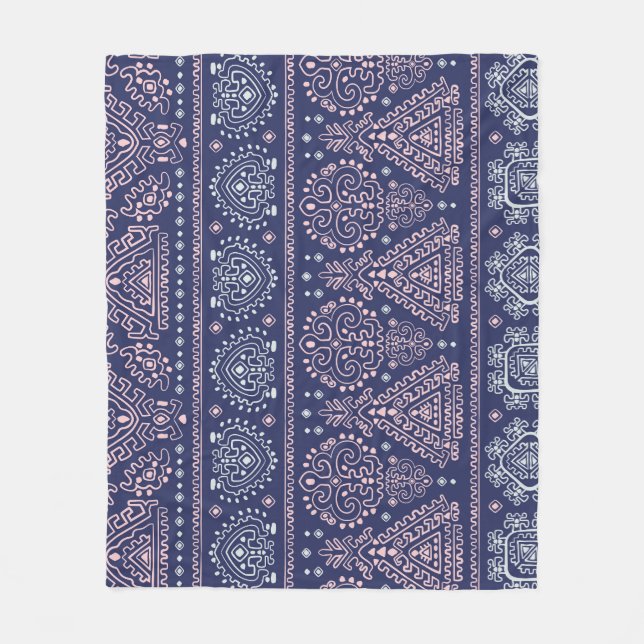 Cobertor De Velo Tribal mexicano, padrão étnico contínuo. (Frente)