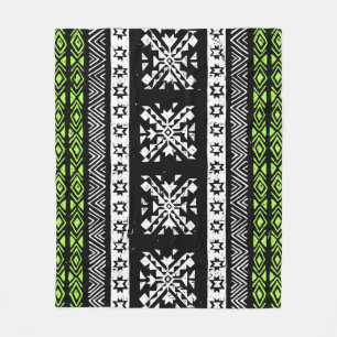Cobertor De Velo Tribal Navajo, padrão verde branco preto.