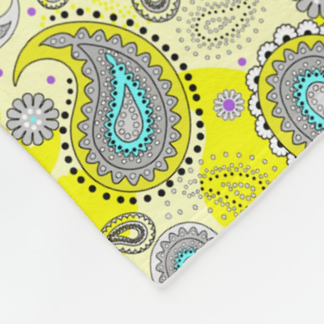 Cobertor De Velo Tribal Paisley Pattern Lemon Yellow Turquoise (Quina)