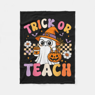 Cobertor De Velo Trick Ou Ensine Café Fantasma Cute Pumpkins Hallow