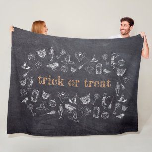 Cobertor De Velo Trick ou trata Vintage Chalkboard Halloween