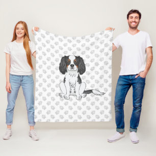 Cobertor De Velo Tricolor Cavalier King Charles Spaniel Dog & Paws