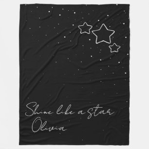 Cobertor De Velo Trio de estrelas em preto e branco com mensagem e