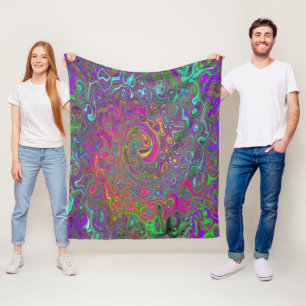 Cobertor De Velo Trippy Hot Pink Abstrato Retro Liquid Swirl