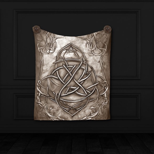 Cobertor De Velo Triquetra Trinity Knot Sepia Faux Tin Metálico (Criador carregado)