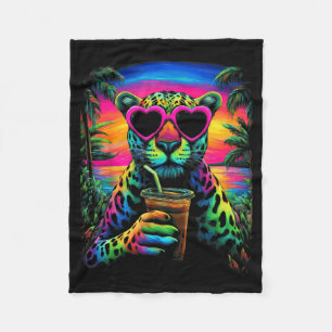 Cobertor De Velo Trocal Leopardo com Óculos de Sol Café Gelado Prai