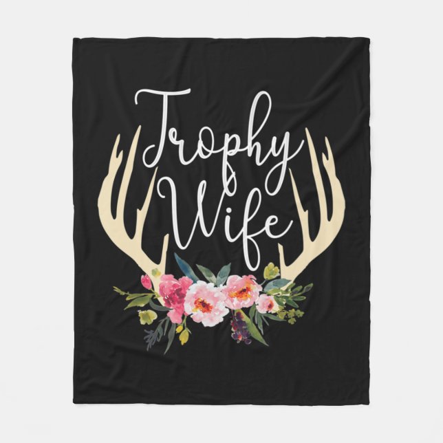 Cobertor De Velo Troféu Esposa Cute Deer Antlers Flores Esposa (Frente)