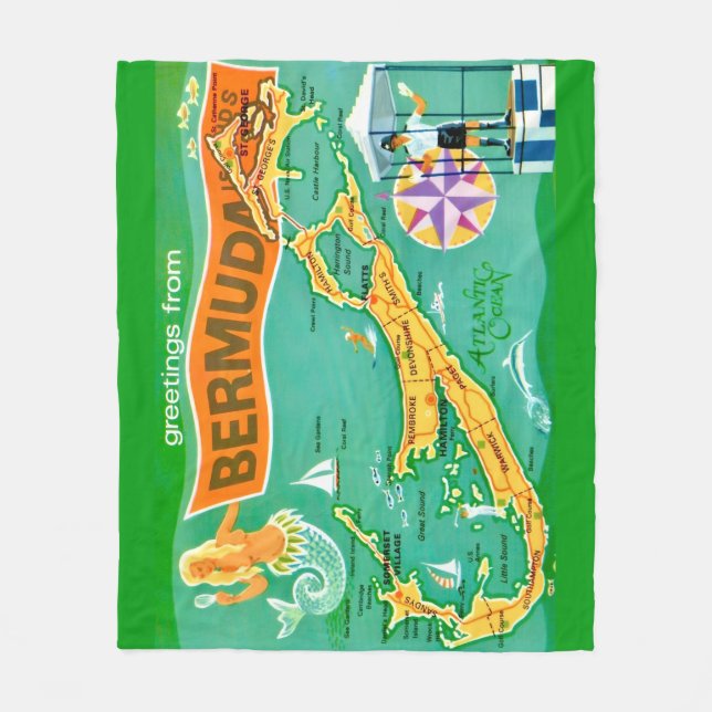 Cobertor De Velo Tropical Colorful Bermuda  (Frente)