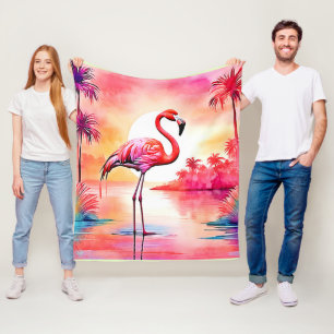 Cobertor De Velo Tropical Flamingo Art