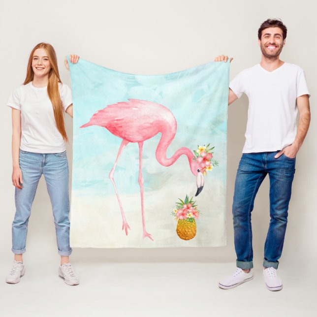 Cobertor De Velo Tropical Flamingo Fleece Blanket (In Situ)