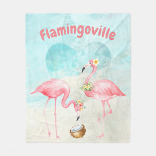 Cobertor De Velo Tropical Flamingo Fleece Blanket