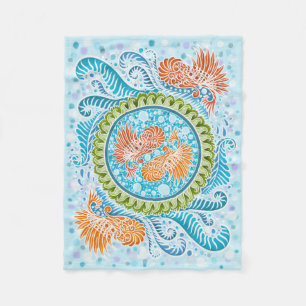 Cobertor De Velo Tropical Koi Mandala