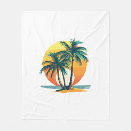 Cobertor De Velo Tropical Palm Trees with Vibrant Sunset