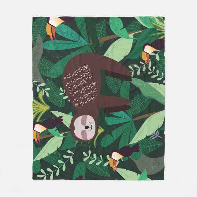 Cobertor De Velo Tropical Sloth: Cartoon sem Perigo (Frente)