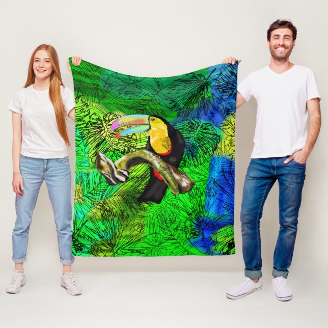 Cobertor De Velo Tropical Toucan Fleece Blanket (In Situ)