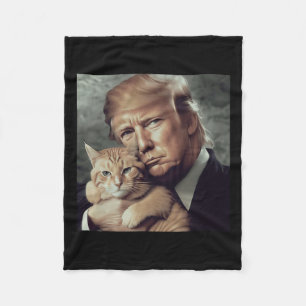 Cobertor De Velo Trump E Gato - Engraçado Meme De Gato Do Trump
