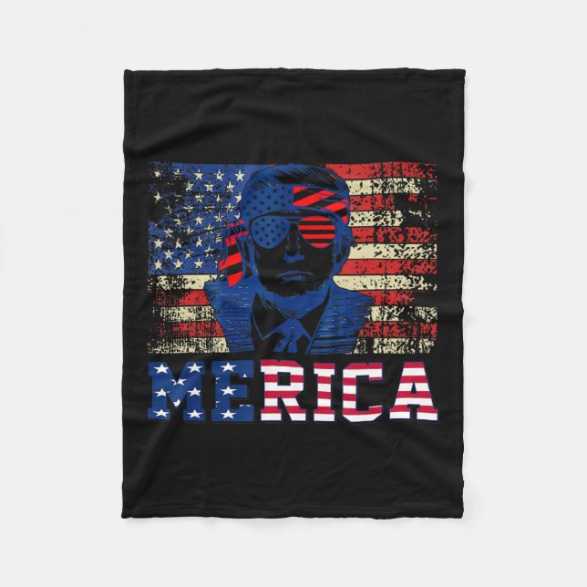 Cobertor De Velo Trump Feliz Quatro 4 de Julho Trump Bandeira Ameri (Frente)