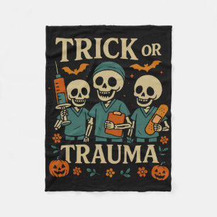 Cobertor De Velo Truque Ou Trauma Esqueleto De Pumpkin No Halloween