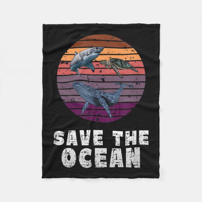 Cobertor De Velo Tubarão, tartaruga marinha, baleia, proteção ambie (Frente)