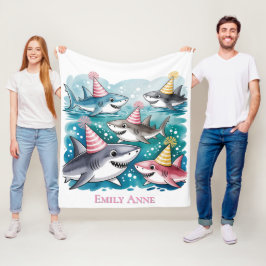 Cobertor De Velo Tubarões Cortados Sob A Festa de aniversário Das G