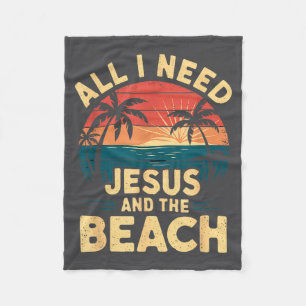 Cobertor De Velo Tudo o que Preciso Jesus e a Praia Cristão Engraça