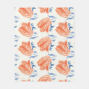 Cobertor De Velo Tulipa Barroca: Vintagem Botânica Linocut