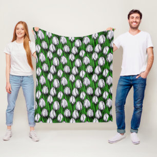 Cobertor De Velo Tulipas brancas com folhas verdes