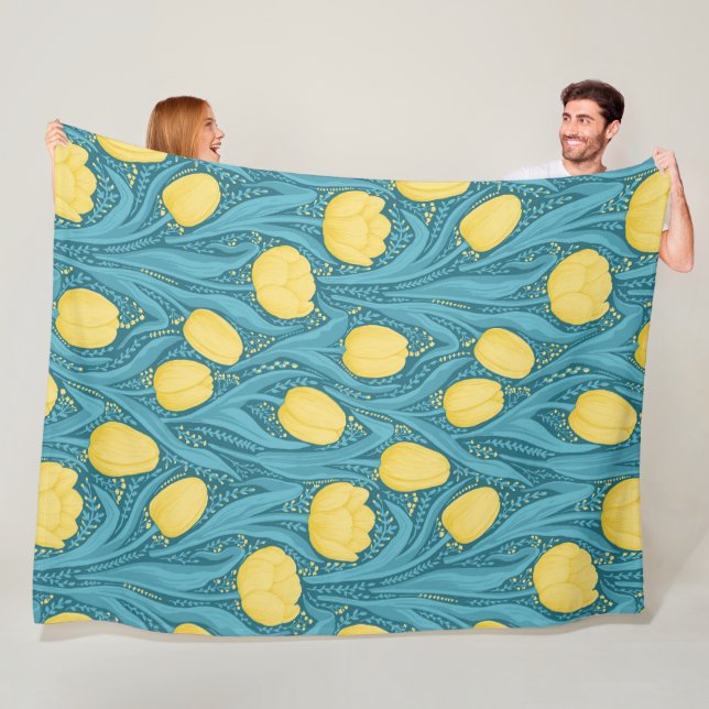 Cobertor De Velo Tulipas em azul e amarelo (In Situ)