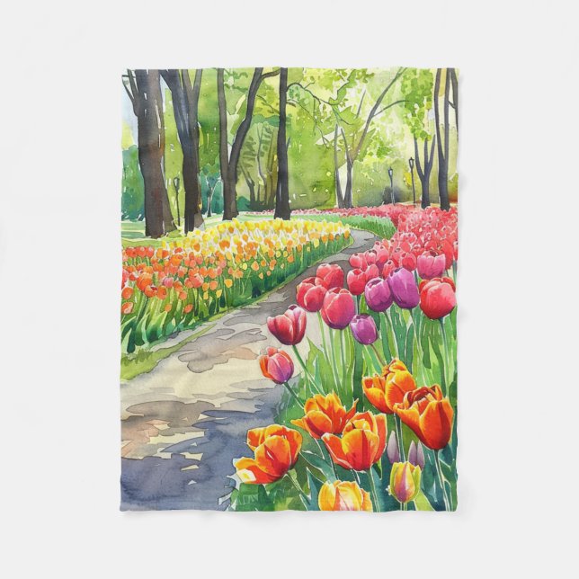 Cobertor De Velo Tulipas no Parque (Frente)