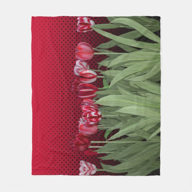Cobertor De Velo Tulipas Vermelhas no Gradiente (Frente)