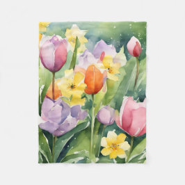 Cobertor De Velo Tulips in Bloom watercolors