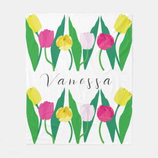 Cobertor De Velo Tulips Pink Yellow Purple Green Modern Customize.