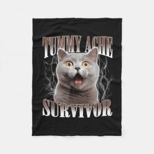 Cobertor De Velo Tummy Ache Sobrevivente Cat Meme Engraçado Citação