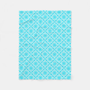 Cobertor De Velo Turquesa Brilhante e Padrão Geométrico Branca