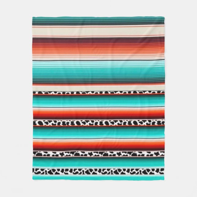 Cobertor De Velo Turquesa Ocidental Terracotta Stripes Impressão (Frente)