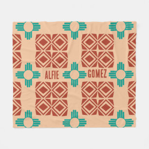 Cobertor De Velo Turquesa Zia Tribal Brown Tan