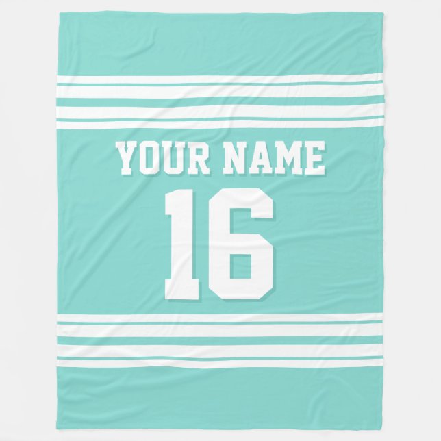 Cobertor De Velo Turquoise Aqua White Sports Jersey (Frente)