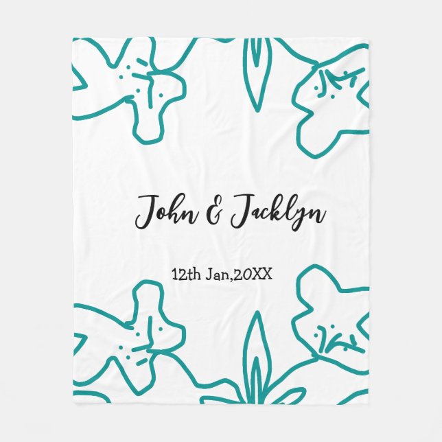 Cobertor De Velo Turquoise blue wedding couple name date flstylish  (Frente)