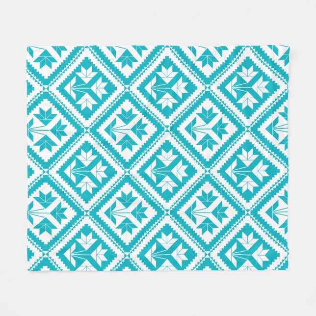 Cobertor De Velo Turquoise Floral Quilt Fleece Blanket (Frente (Horizontal))