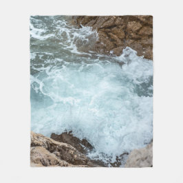 Cobertor De Velo Turquoise Ocean Waves on Rocky Shore