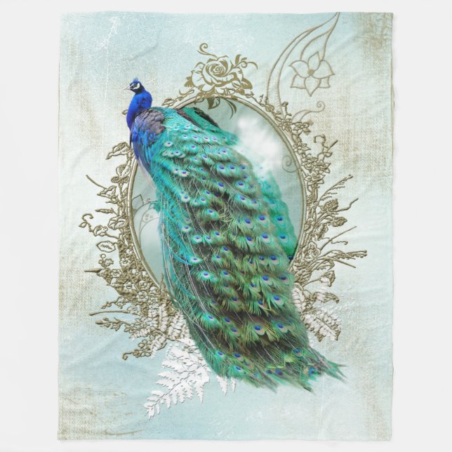 Cobertor De Velo Turquoise Shabby Peacock (Frente)