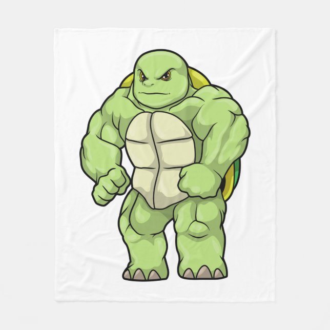 Cobertor De Velo Turtle as Bodybuilder with Six pack (Frente)